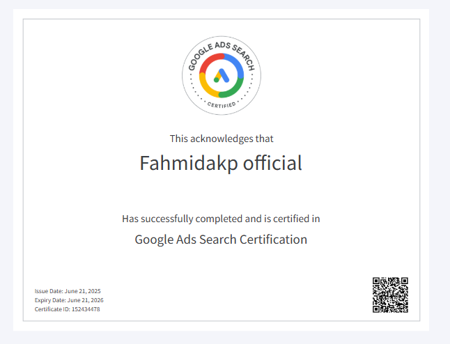 google ads search certificate