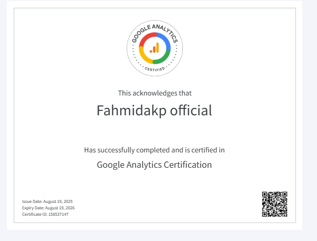 google analytics certificate